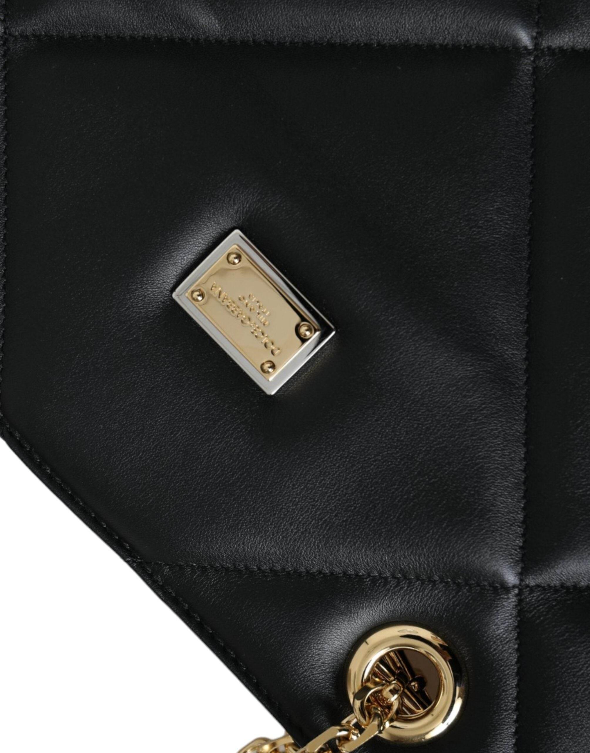 Dolce & Gabbana Black Leather JUNGLE Quilted Shopping Tote Bag - Hilstor