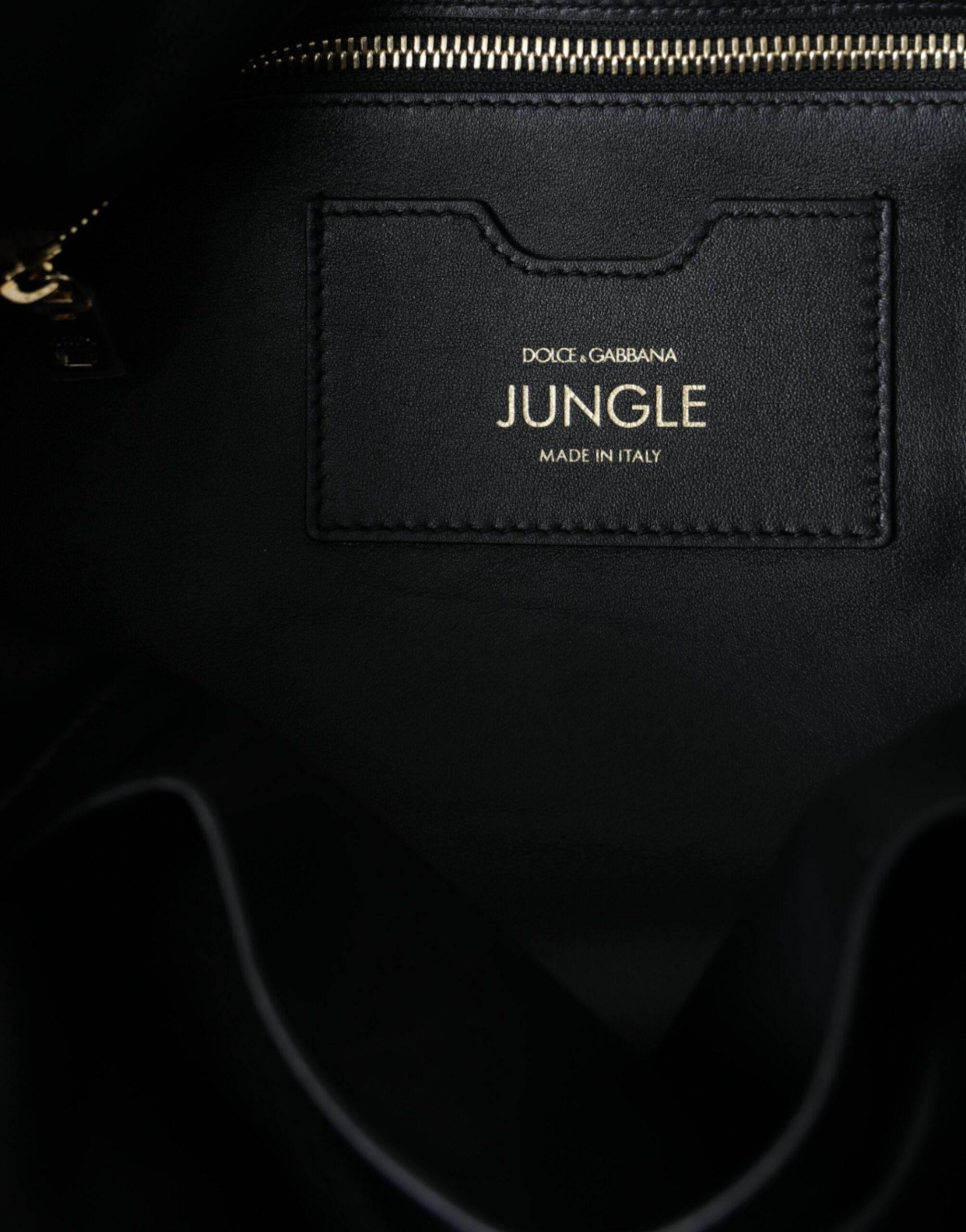 Dolce & Gabbana Black Leather JUNGLE Quilted Shopping Tote Bag - Hilstor