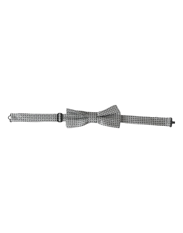Dolce & Gabbana Gray Silk Polka Dot Adjustable Neck Men Papillon Bow Tie - Hilstor