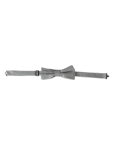 Dolce & Gabbana Gray Silk Polka Dot Adjustable Neck Men Papillon Bow Tie - Hilstor