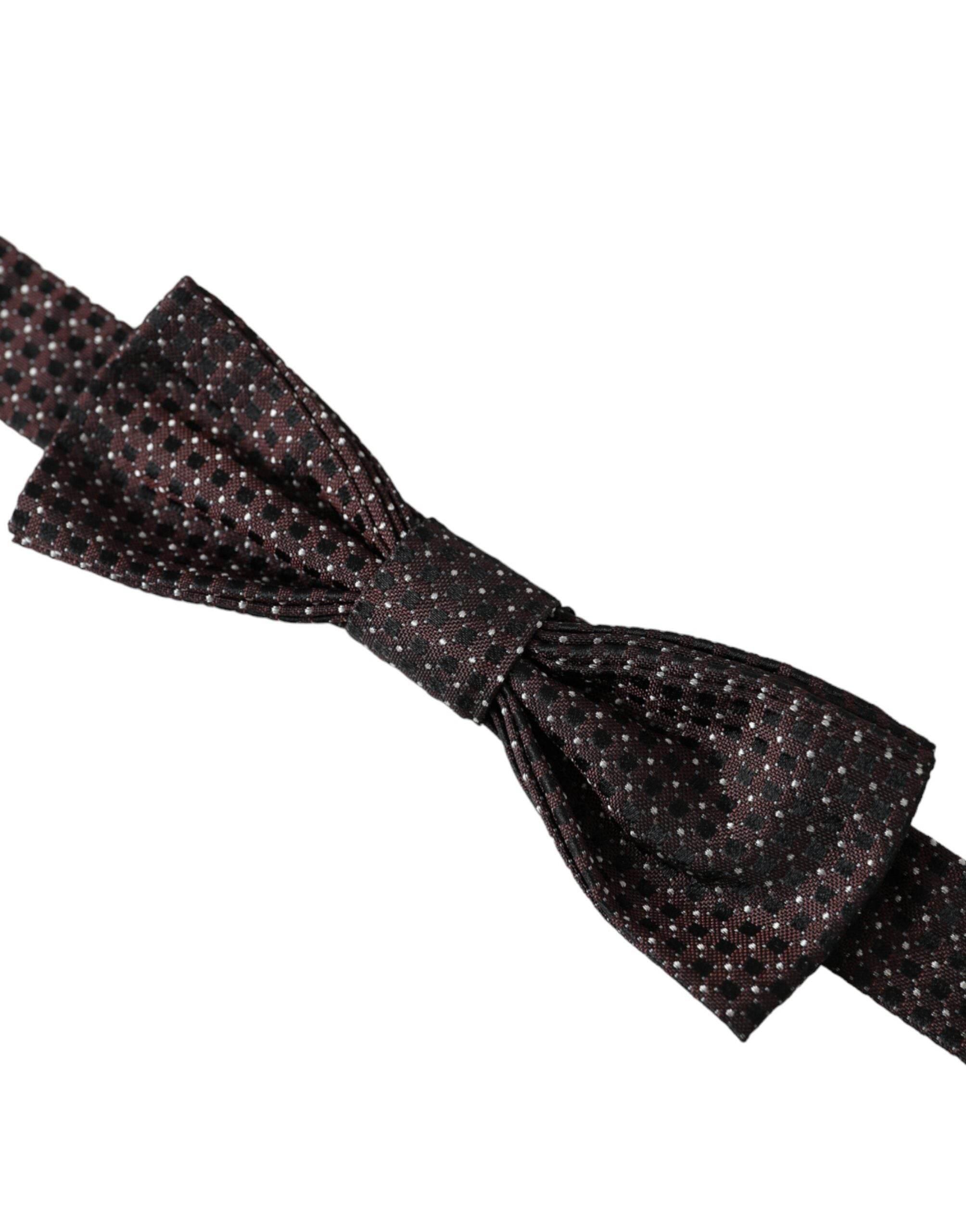 Dolce & Gabbana Brown Fantasy Silk Adjustable Neck Men Papillon Bow Tie - Hilstor