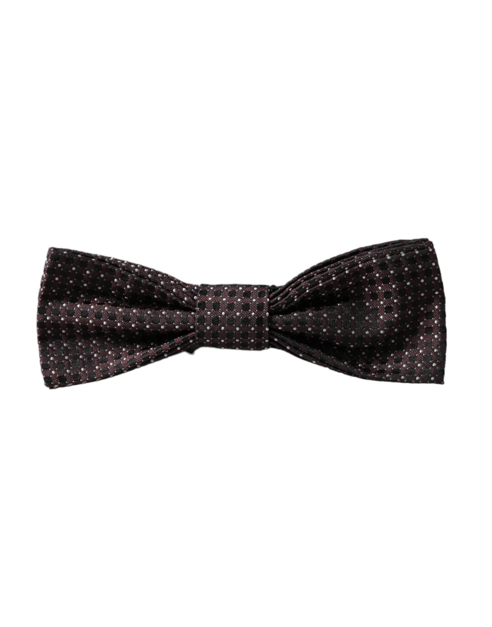 Dolce & Gabbana Brown Fantasy Silk Adjustable Neck Men Papillon Bow Tie - Hilstor