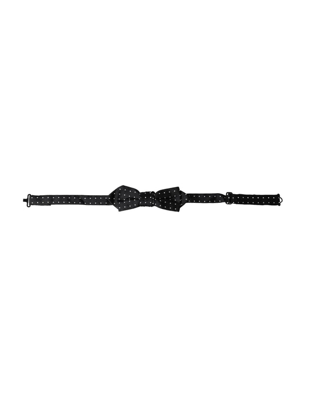 Dolce & Gabbana Black Silk Polka Dot Adjustable Neck Men Papillon Bow Tie - Hilstor