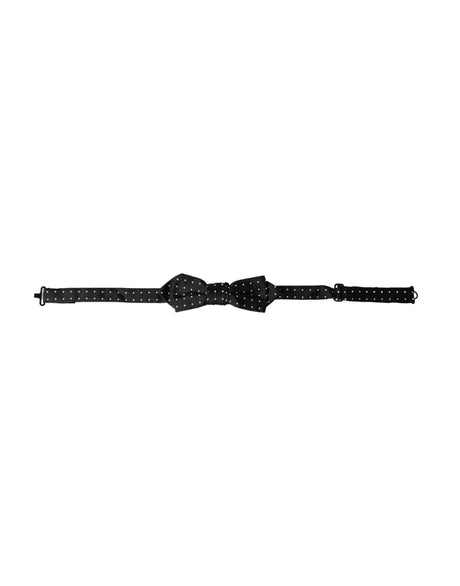 Dolce & Gabbana Black Silk Polka Dot Adjustable Neck Men Papillon Bow Tie - Hilstor