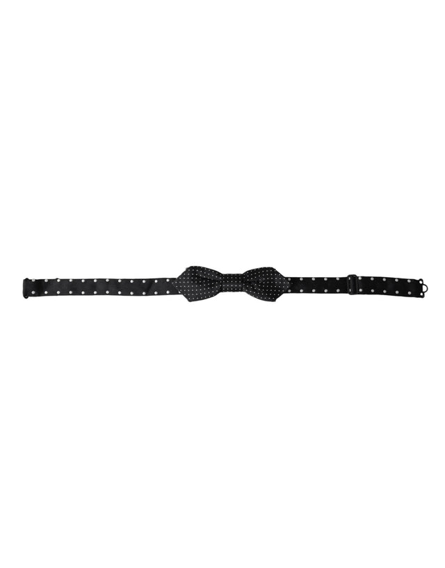 Dolce & Gabbana Black Silk Polka Dot Adjustable Neck Men Papillon Bow Tie - Hilstor