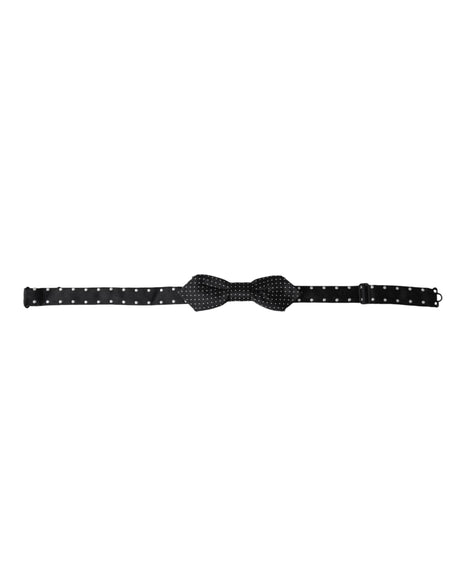 Dolce & Gabbana Black Silk Polka Dot Adjustable Neck Men Papillon Bow Tie - Hilstor