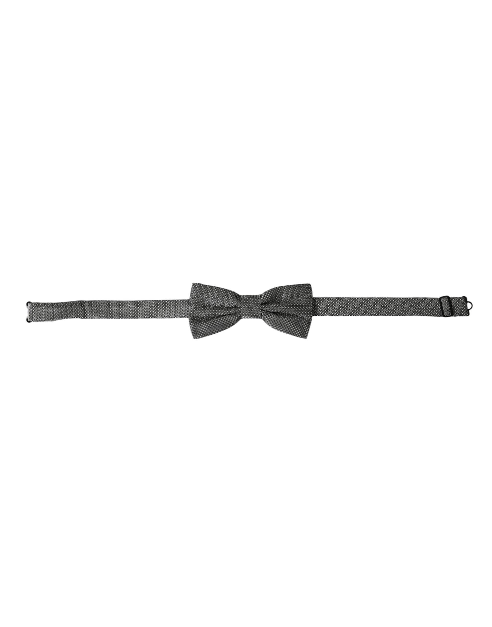 Dolce & Gabbana Gray Silk Patterned Adjustable Neck Men Papillon Bow Tie - Hilstor