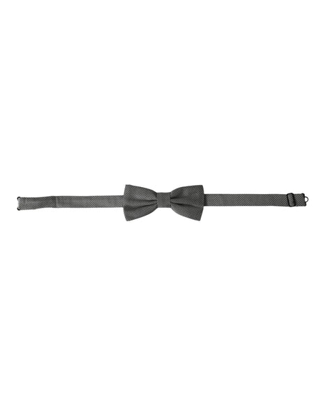 Dolce & Gabbana Gray Silk Patterned Adjustable Neck Men Papillon Bow Tie - Hilstor