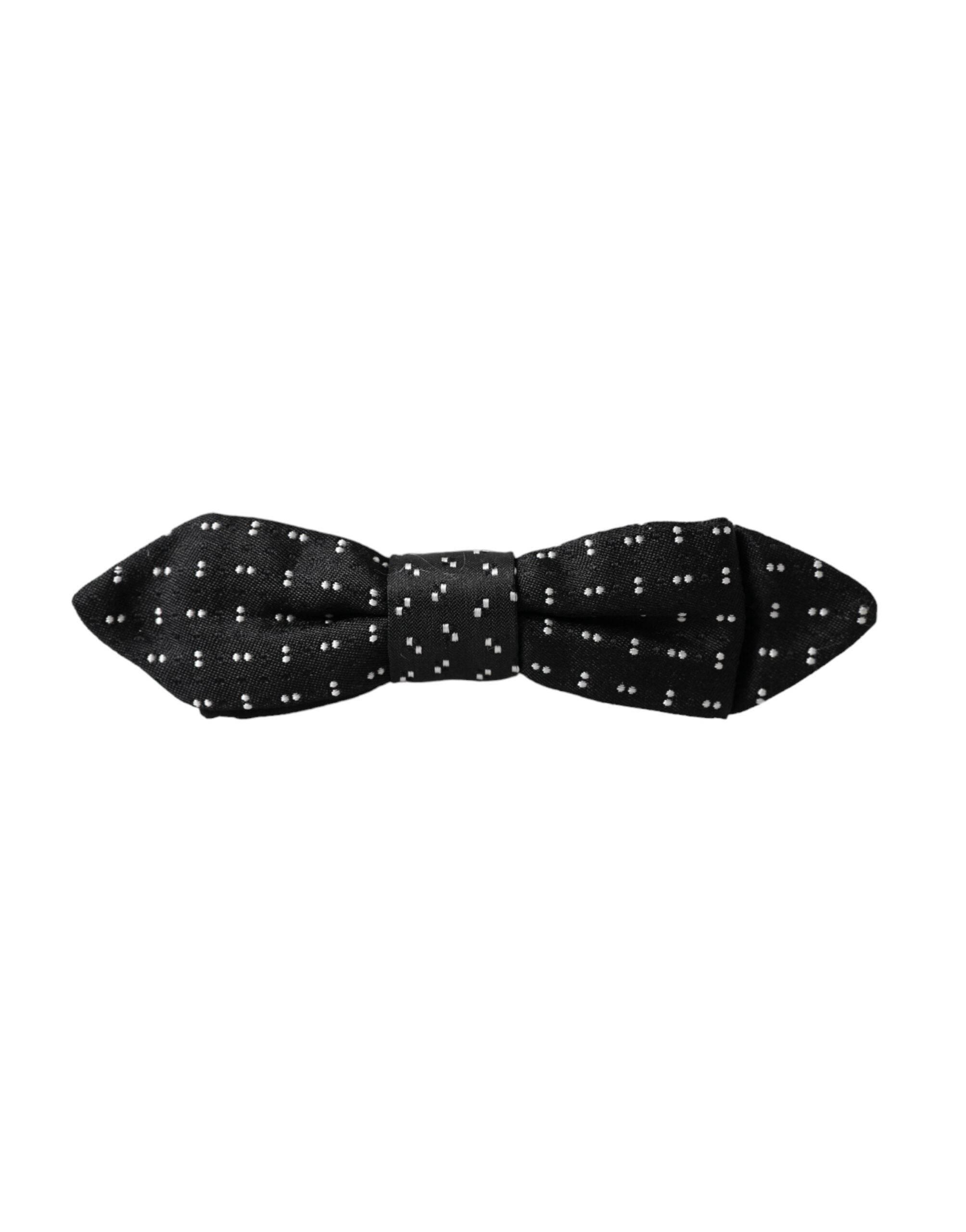 Dolce & Gabbana Black Silk Patterned Adjustable Neck Men Papillon Bow Tie - Hilstor
