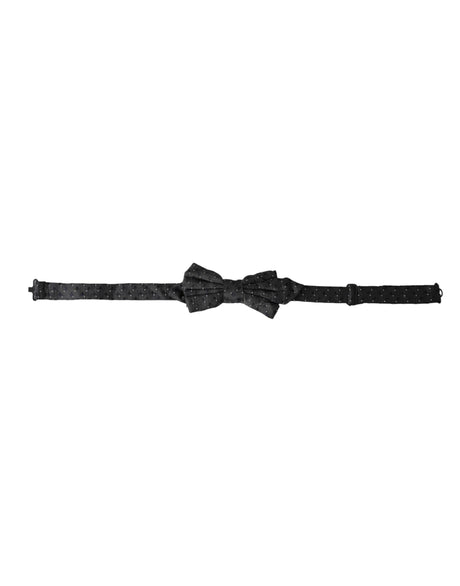 Dolce & Gabbana Black Silk Patterned Adjustable Neck Men Papillon Bow Tie - Hilstor