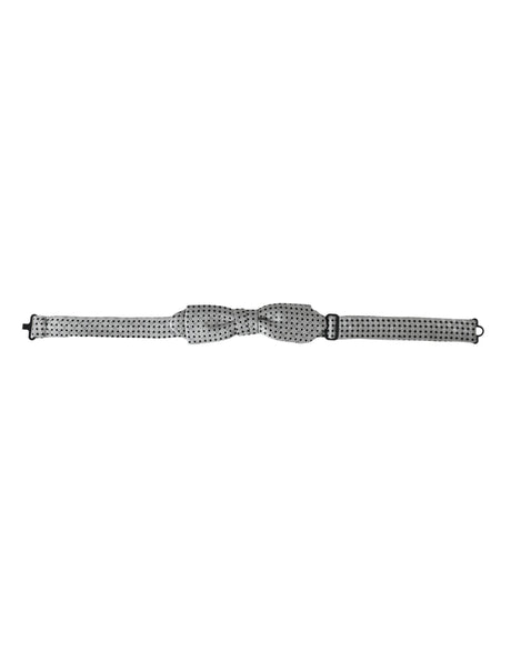 Dolce & Gabbana Gray Silk Polka Dot Adjustable Neck Men Papillon Bow Tie - Hilstor