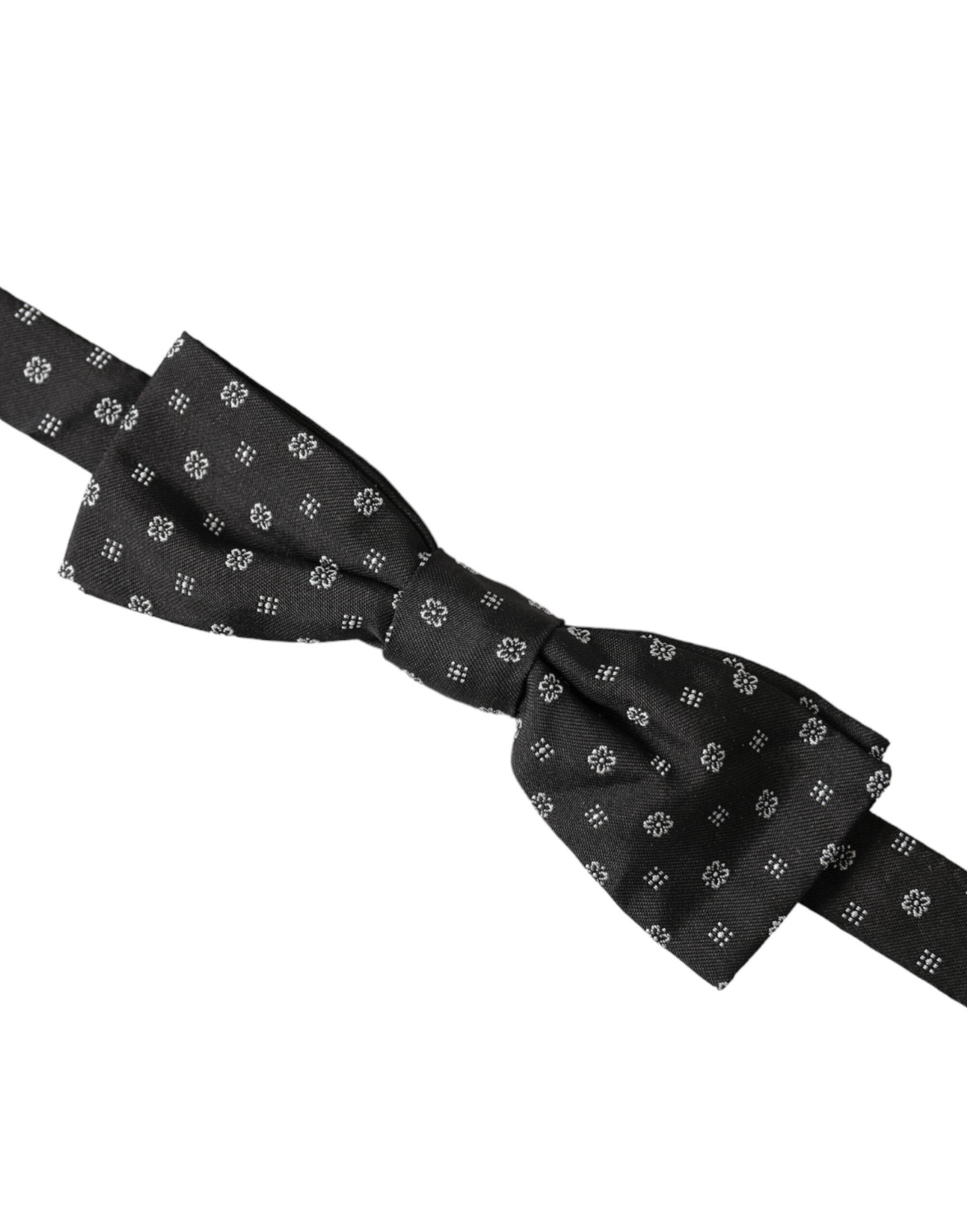Dolce & Gabbana Black Silk Fantasy Adjustable Neck Men Papillon Bow Tie - Hilstor