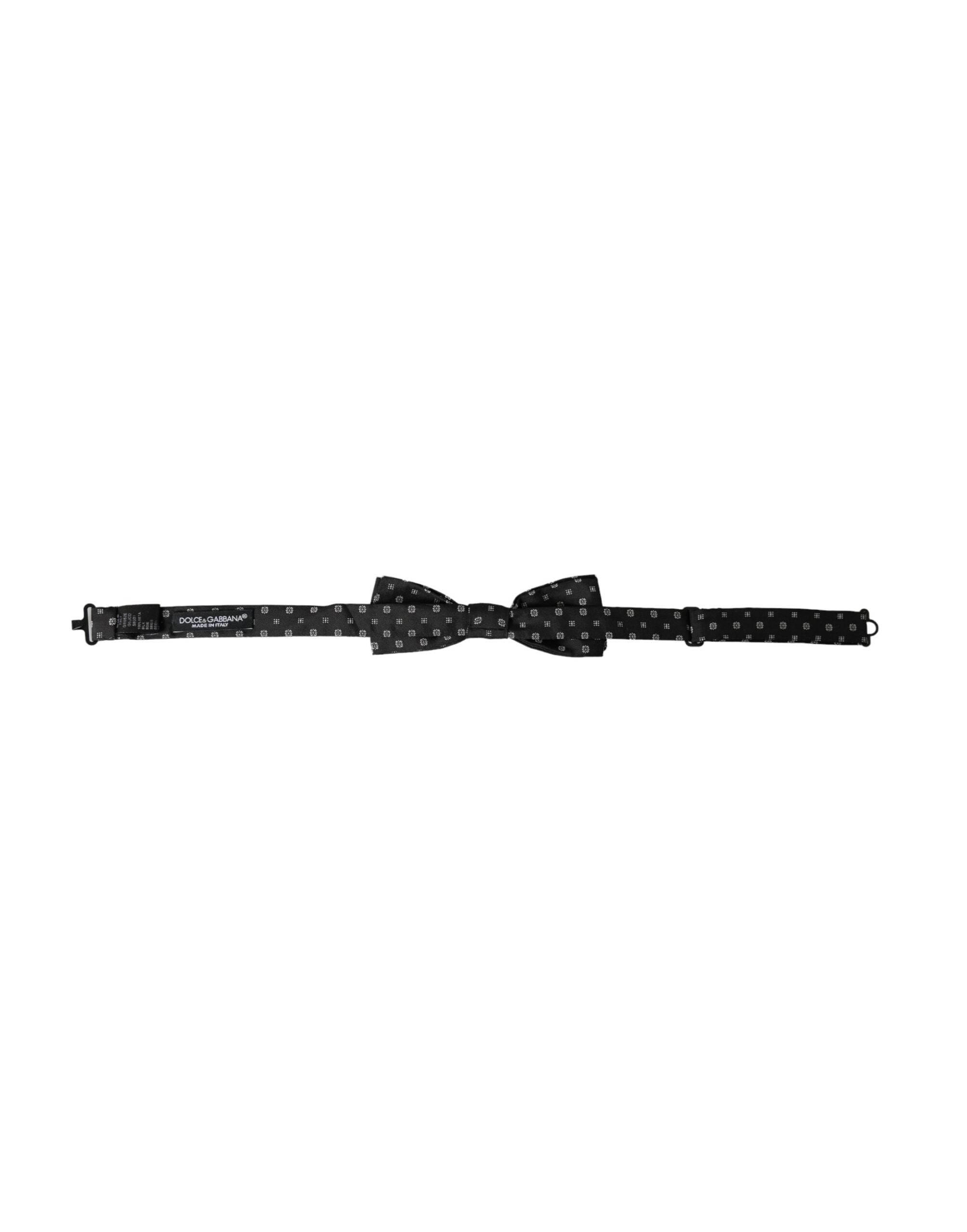 Dolce & Gabbana Black Silk Fantasy Adjustable Neck Men Papillon Bow Tie - Hilstor