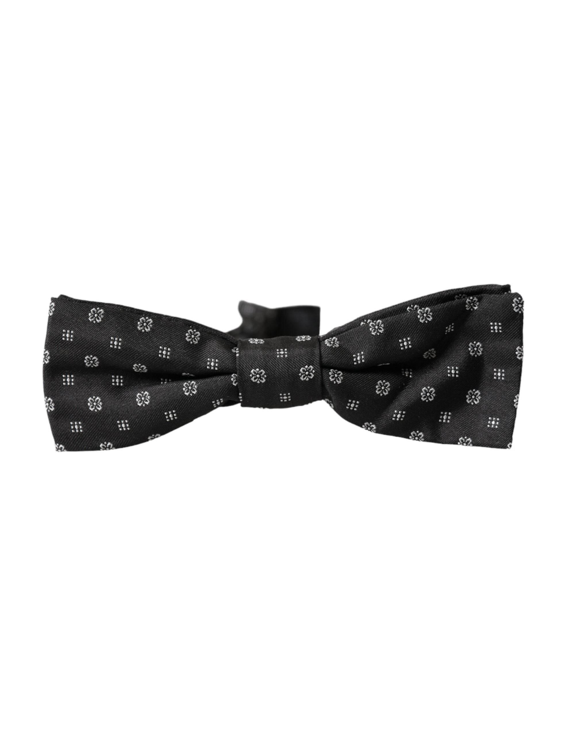 Dolce & Gabbana Black Silk Fantasy Adjustable Neck Men Papillon Bow Tie - Hilstor