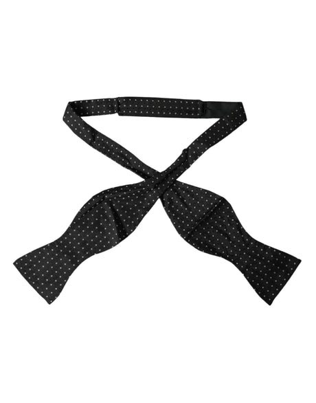 Dolce & Gabbana Black Silk Polka Dot Slim Skinny Necktie Men Bow Tie - Hilstor
