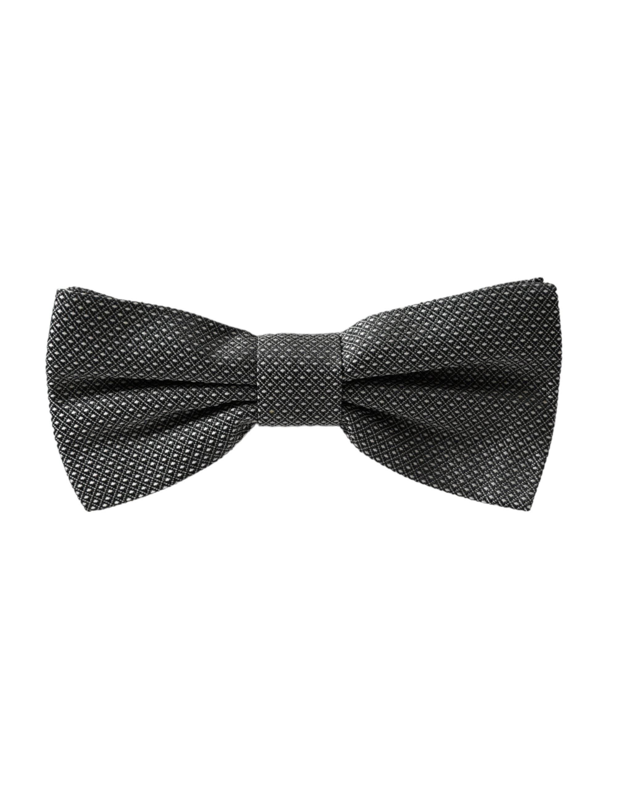Dolce & Gabbana Gray Silk Patterned Adjustable Neck Men Bow Tie - Hilstor