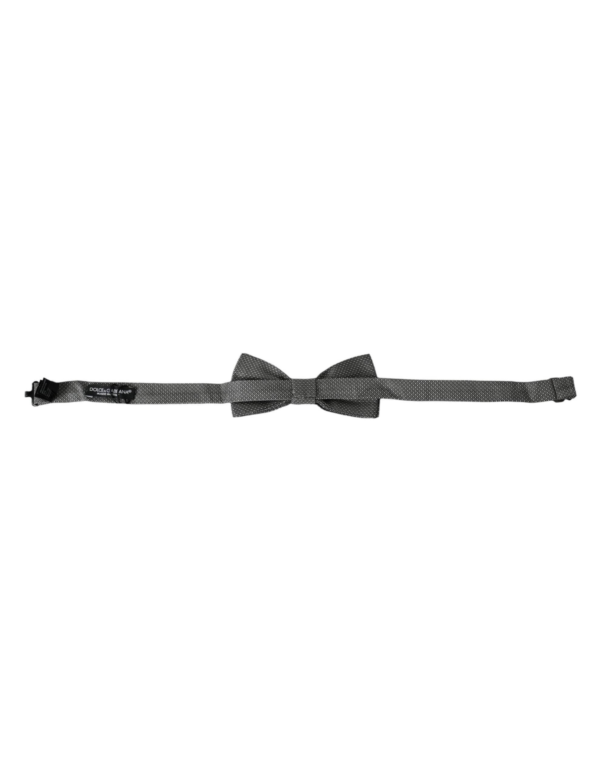 Dolce & Gabbana Gray Silk Patterned Adjustable Neck Men Bow Tie - Hilstor