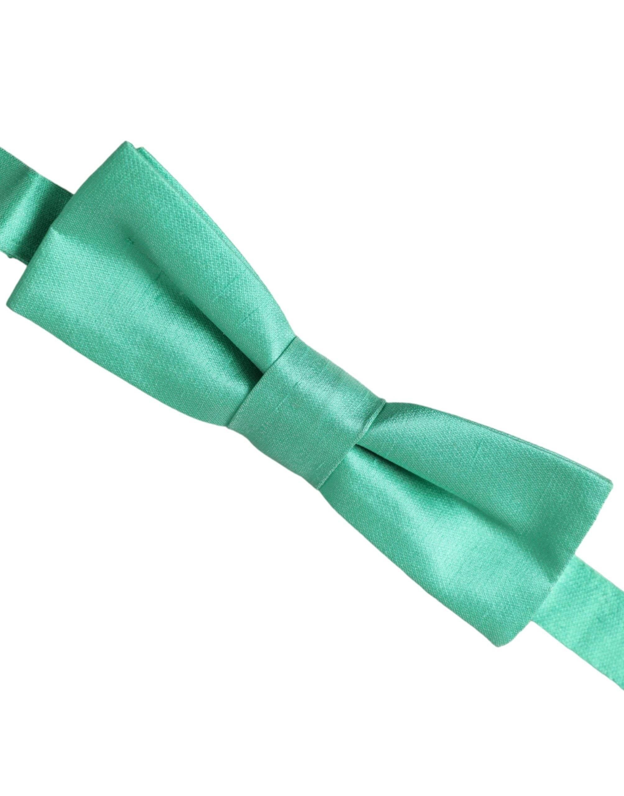 Dolce & Gabbana Mint Green Silk Adjustable Neck Men Bow Tie - Hilstor