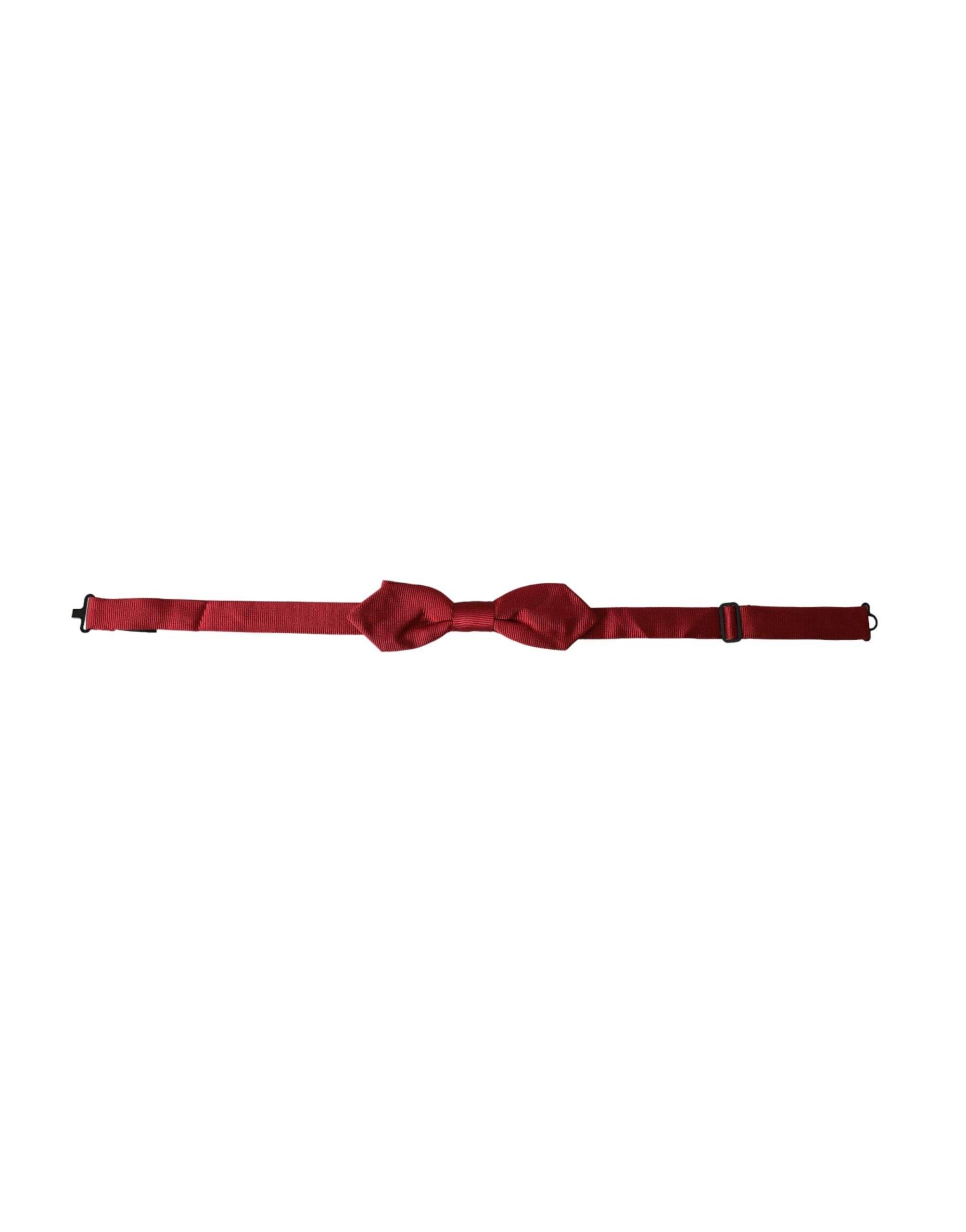 Dolce & Gabbana Red Silk Jacquard Adjustable Neck Men Bow Tie - Hilstor
