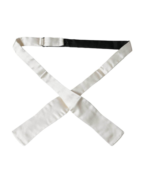 Dolce & Gabbana White Silk Slim Skinny Necktie Men Bow Tie - Hilstor