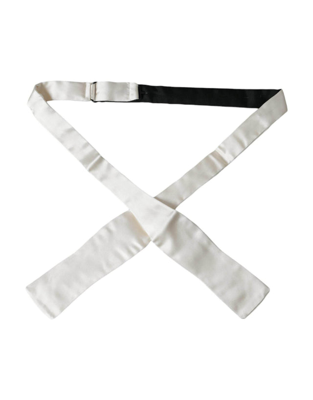 Dolce & Gabbana White Silk Slim Skinny Necktie Men Bow Tie - Hilstor