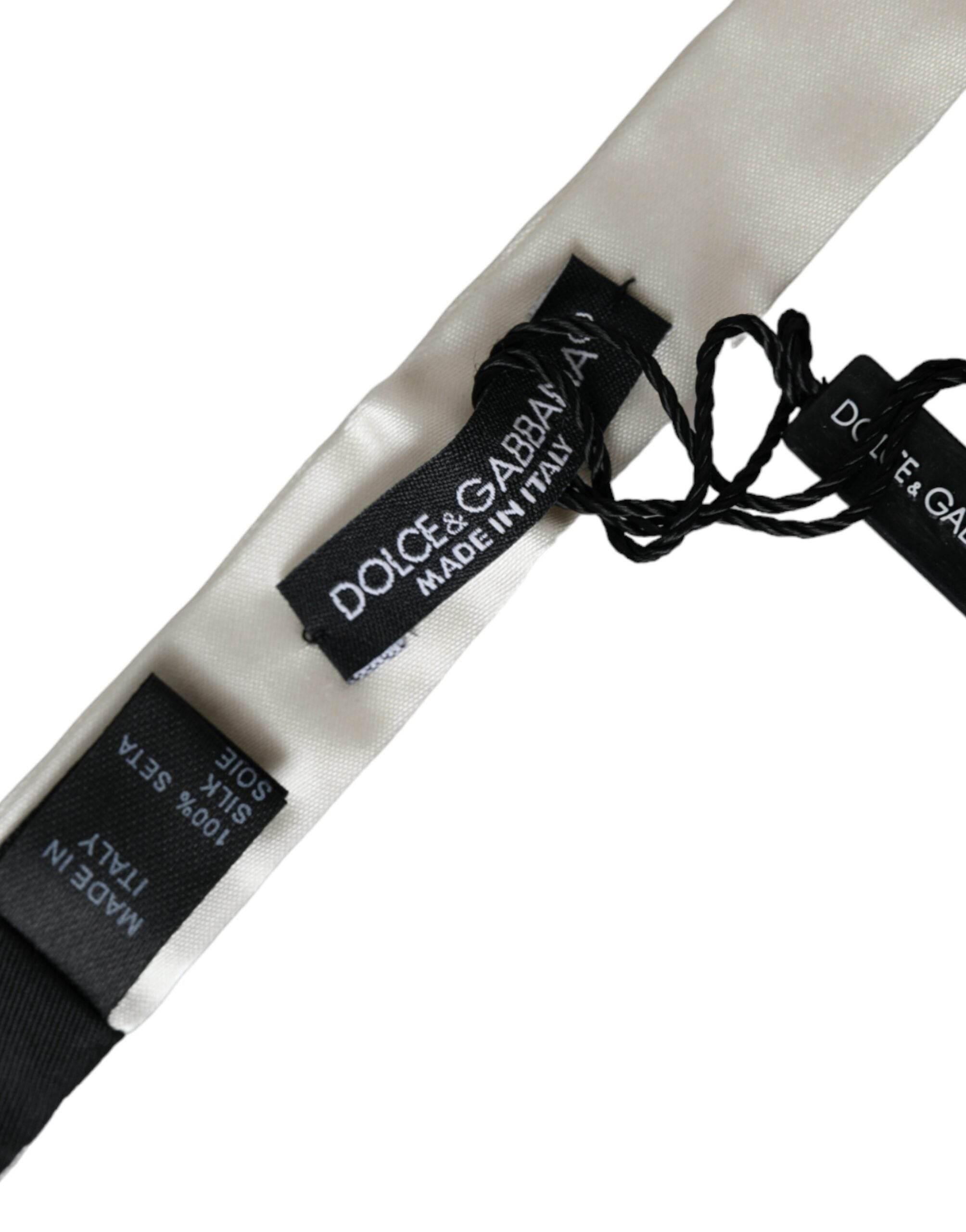 Dolce & Gabbana White Silk Slim Skinny Necktie Men Bow Tie - Hilstor