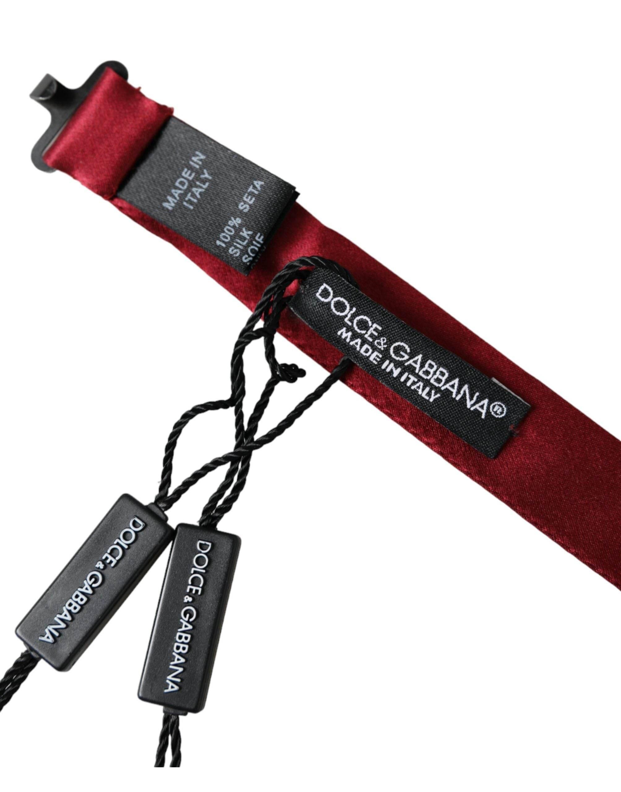 Dolce & Gabbana Red Satin Silk Adjustable Neck Men Bow Tie - Hilstor