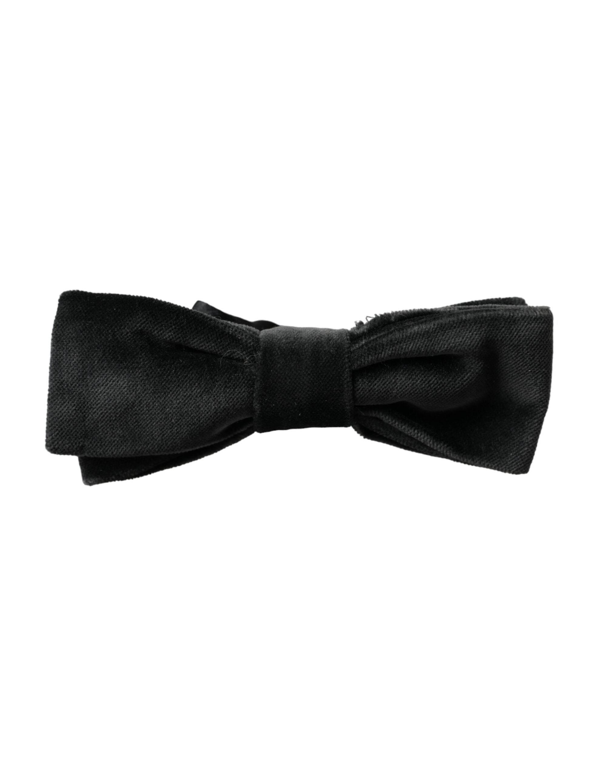 Dolce & Gabbana Black Velvet Cotton Adjustable Neck Men Bow Tie - Hilstor
