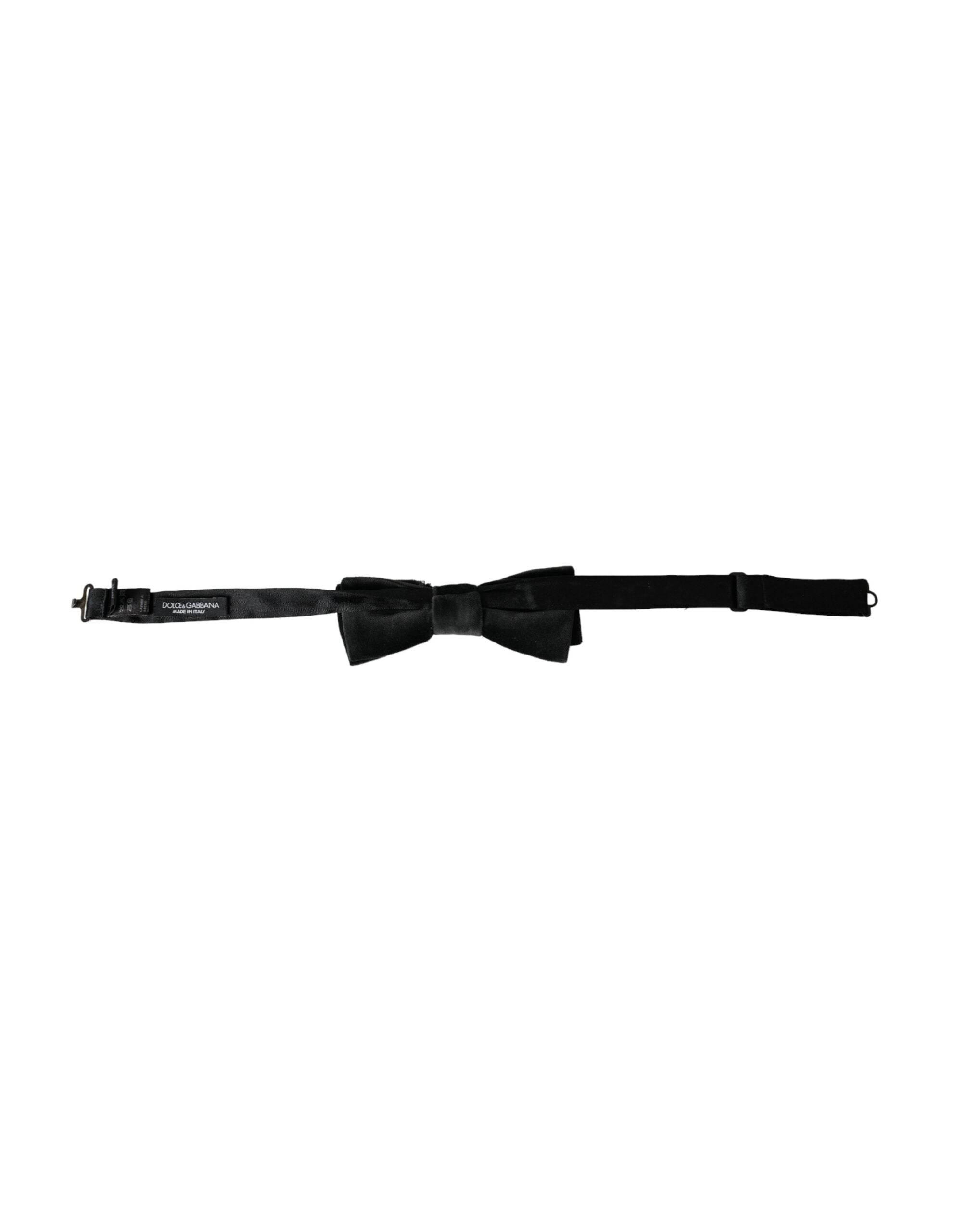 Dolce & Gabbana Black Velvet Cotton Adjustable Neck Men Bow Tie - Hilstor