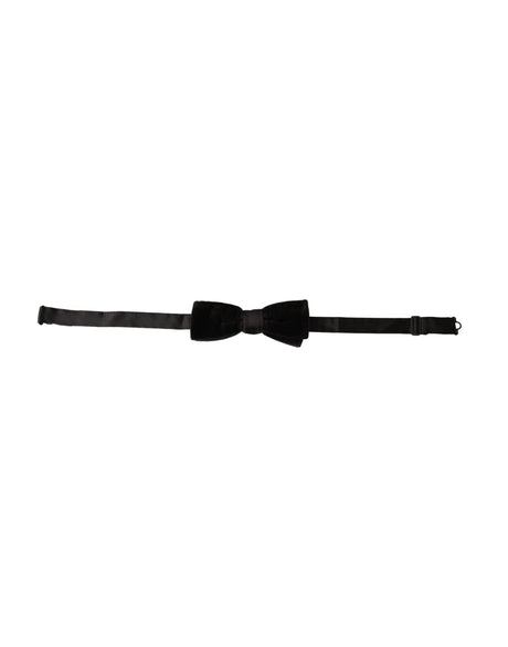 Dolce & Gabbana Black Velvet Cotton Adjustable Neck Men Bow Tie - Hilstor