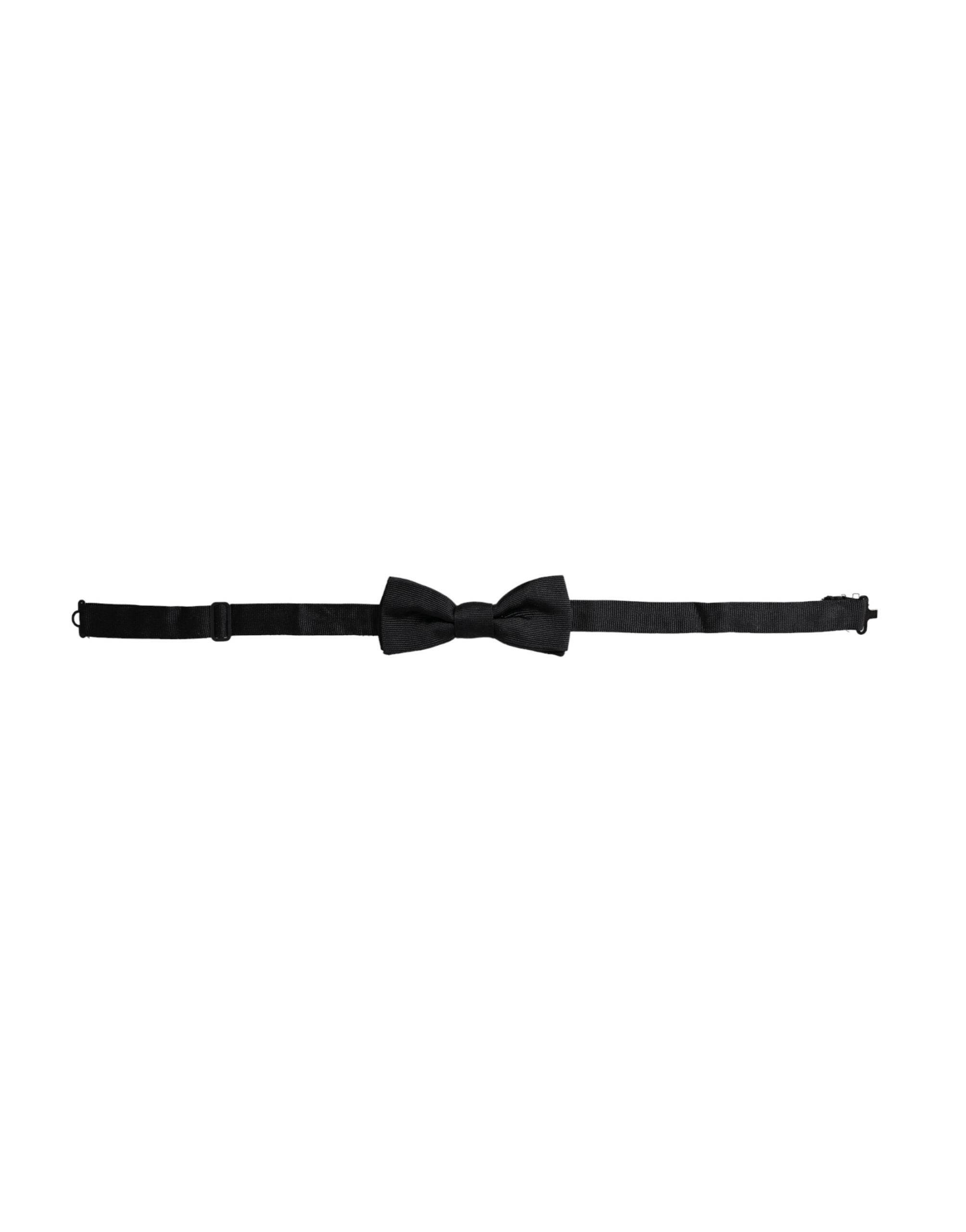 Dolce & Gabbana Black Silk Adjustable Neck Men Bow Tie - Hilstor