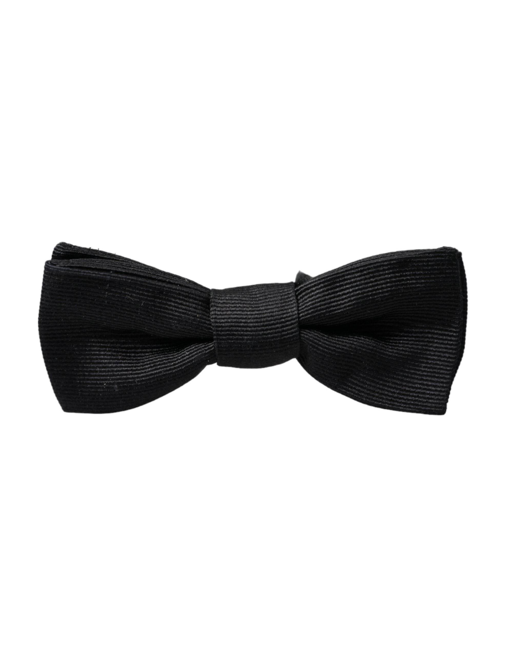 Dolce & Gabbana Black Silk Adjustable Neck Men Bow Tie - Hilstor