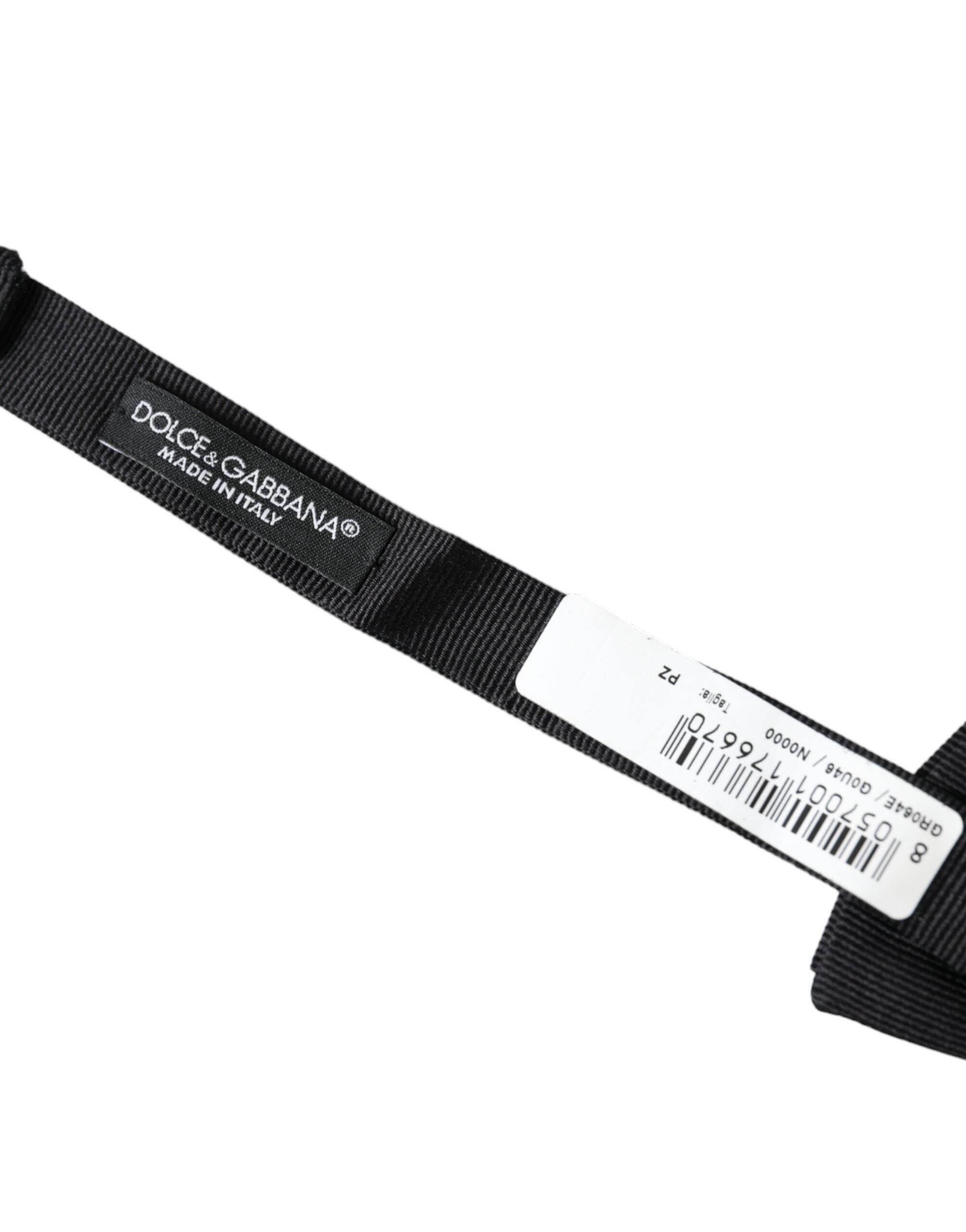 Dolce & Gabbana Black Silk Adjustable Neck Men Bow Tie - Hilstor