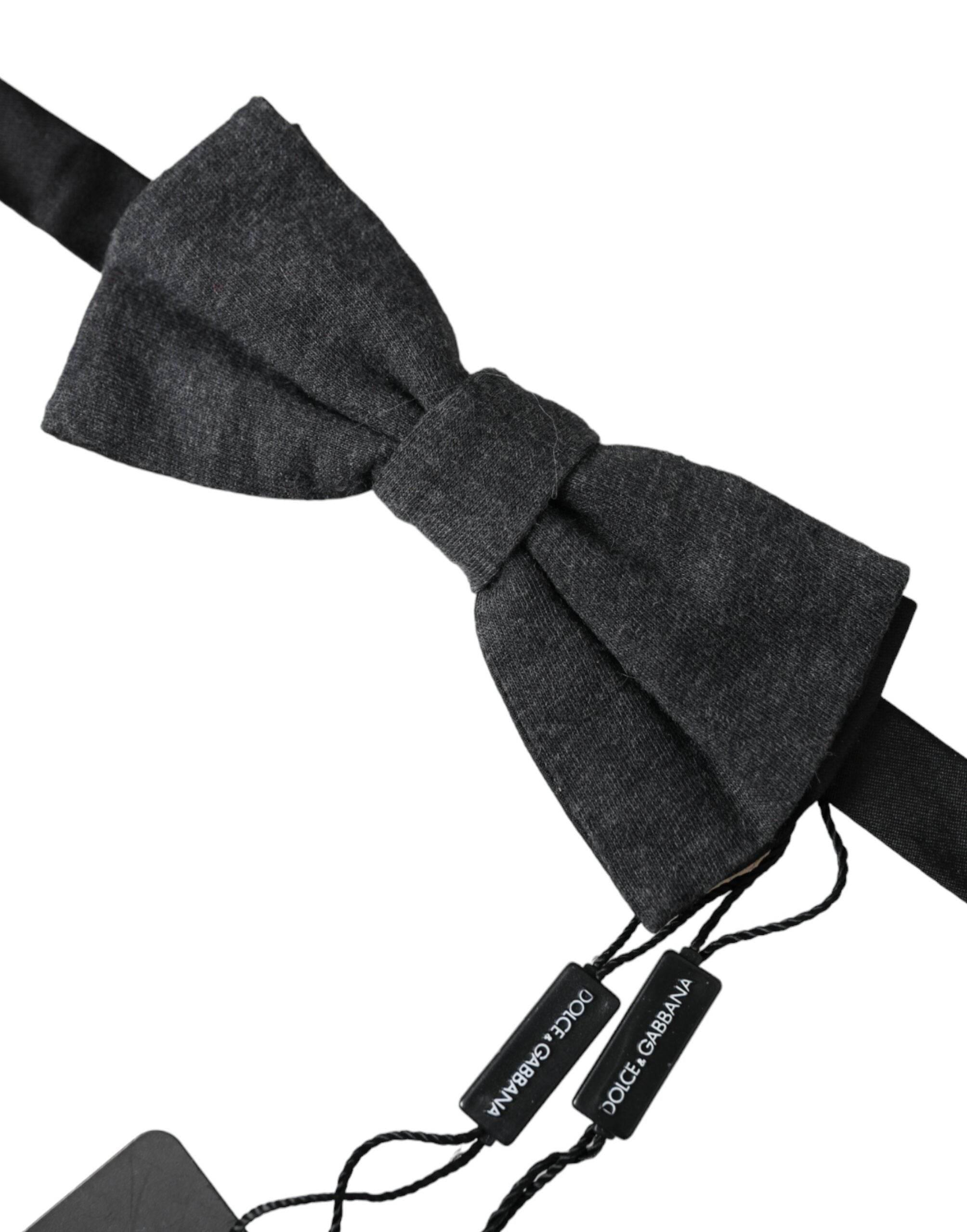 Dolce & Gabbana Dark Gray Silk Adjustable Neck Men Bow Tie - Hilstor