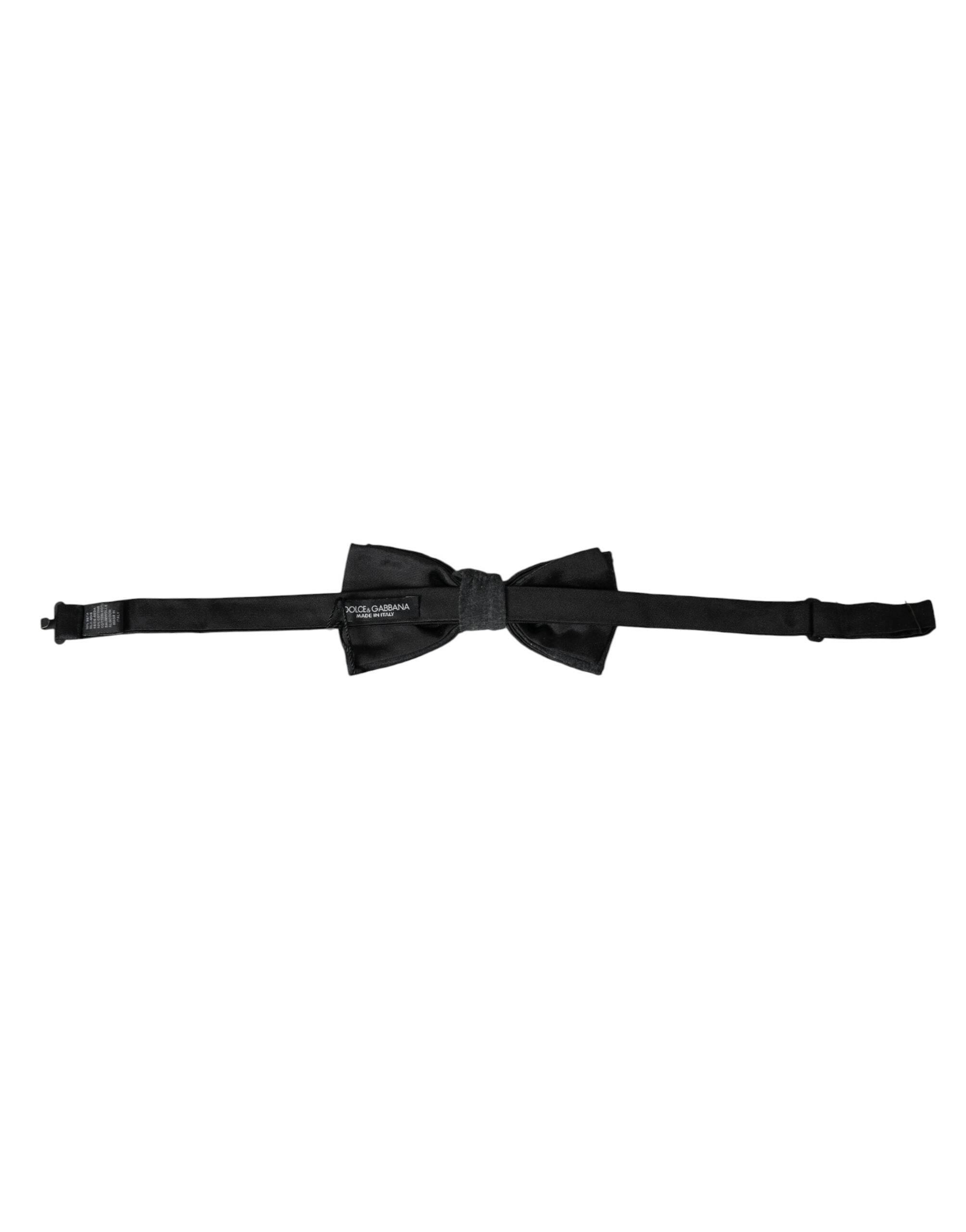Dolce & Gabbana Dark Gray Silk Adjustable Neck Men Bow Tie - Hilstor