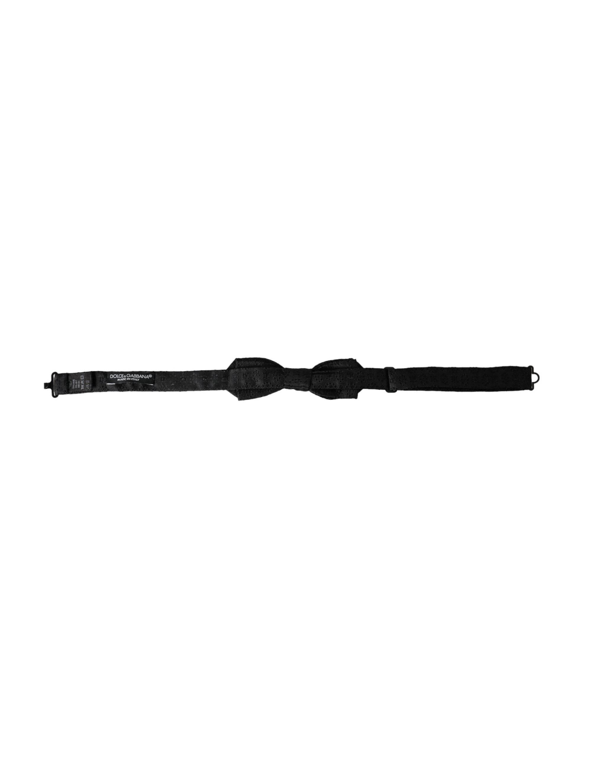 Dolce & Gabbana Black Silk Fantasy Adjustable Neck Men Bow Tie - Hilstor