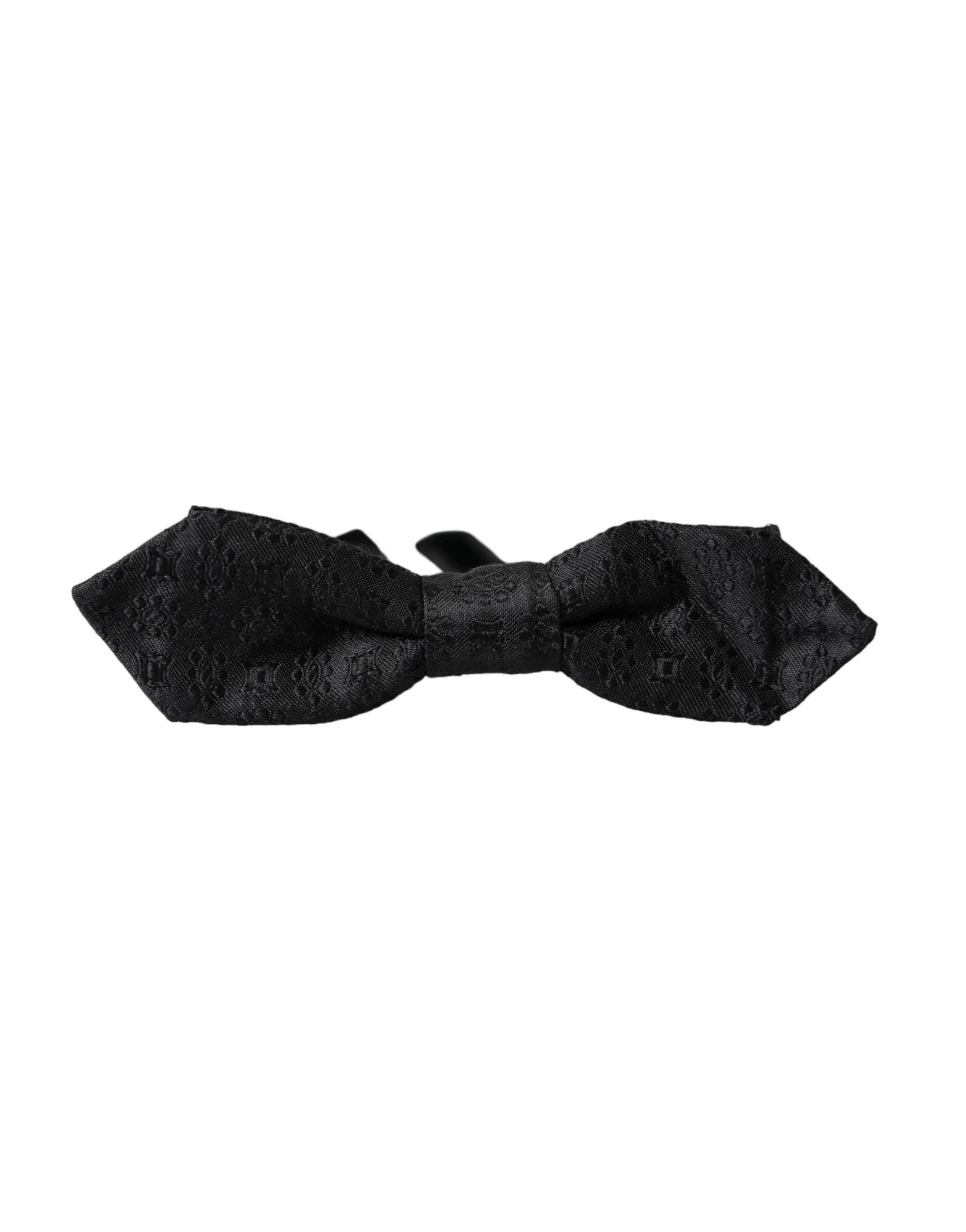Dolce & Gabbana Black Silk Fantasy Adjustable Neck Men Bow Tie - Hilstor