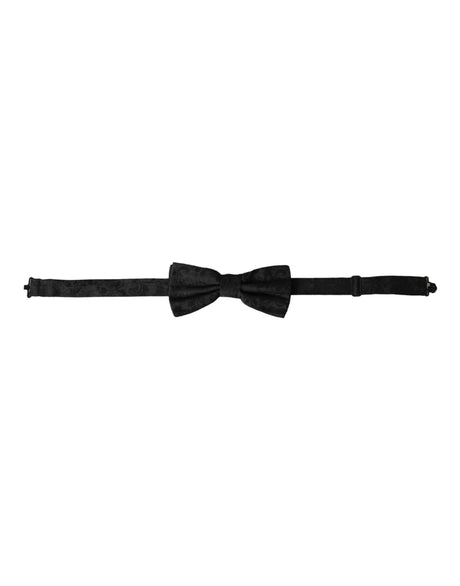 Dolce & Gabbana Black Silk Floral Adjustable Neck Men Bow Tie - Hilstor
