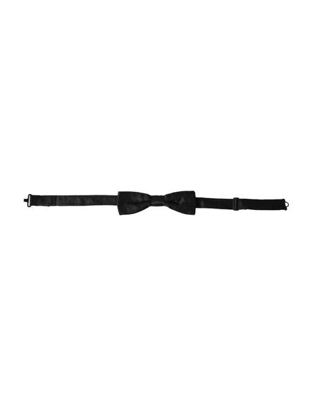 Dolce & Gabbana Black Silk Patterned Adjustable Neck Men Bow Tie - Hilstor
