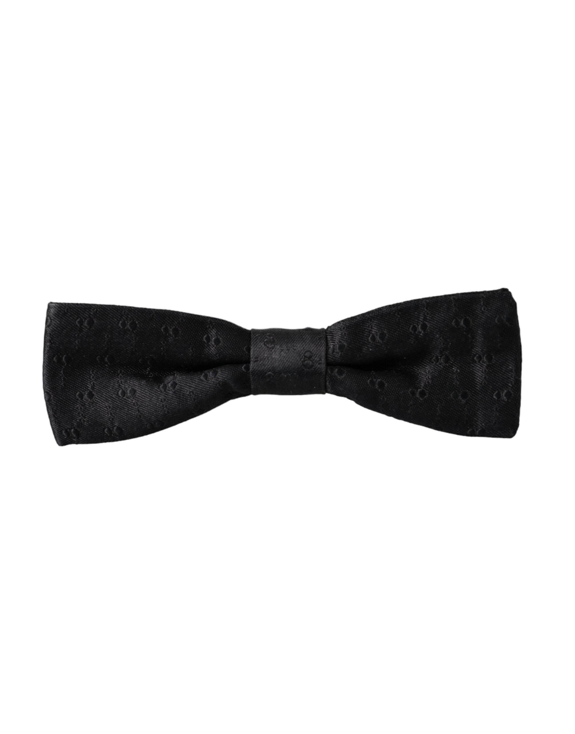 Dolce & Gabbana Black Silk Patterned Adjustable Neck Men Bow Tie - Hilstor