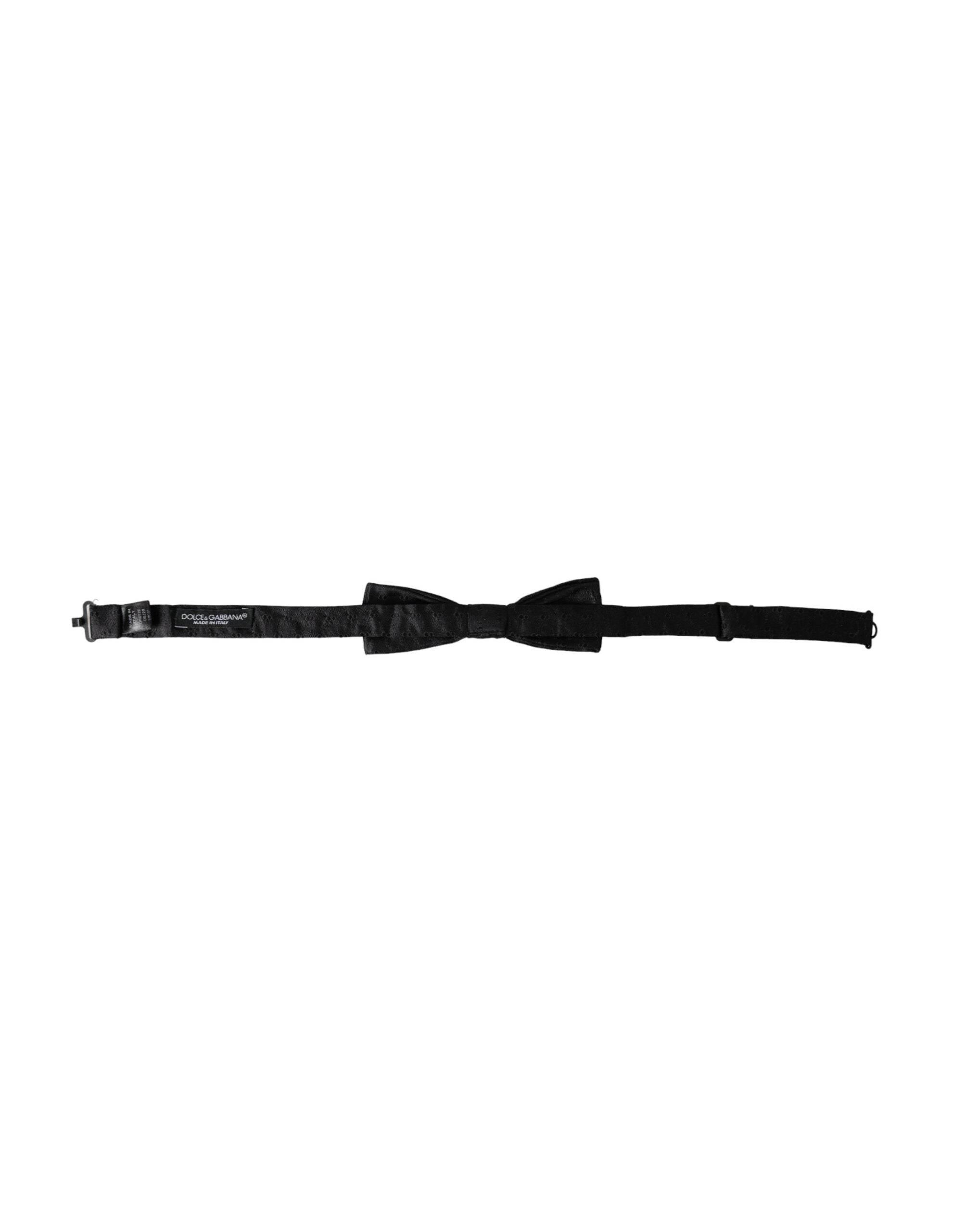 Dolce & Gabbana Black Silk Patterned Adjustable Neck Men Bow Tie - Hilstor
