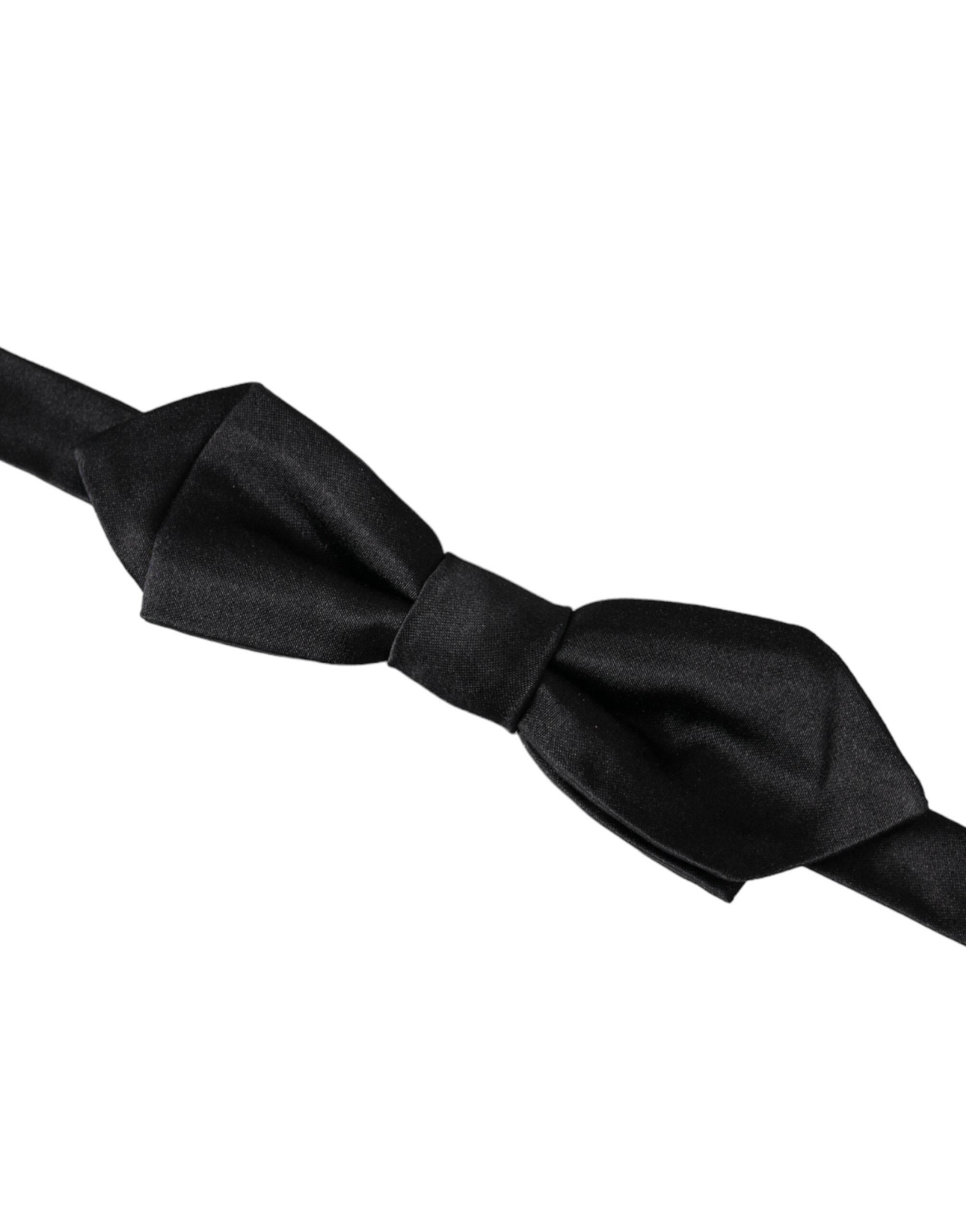 Dolce & Gabbana Black Silk Adjustable Neck Men Bow Tie - Hilstor