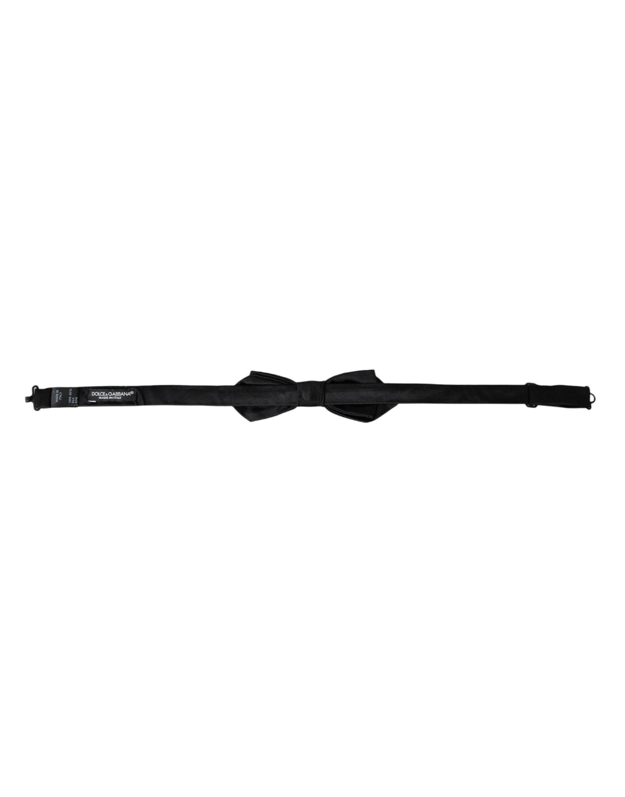 Dolce & Gabbana Black Silk Adjustable Neck Men Bow Tie - Hilstor