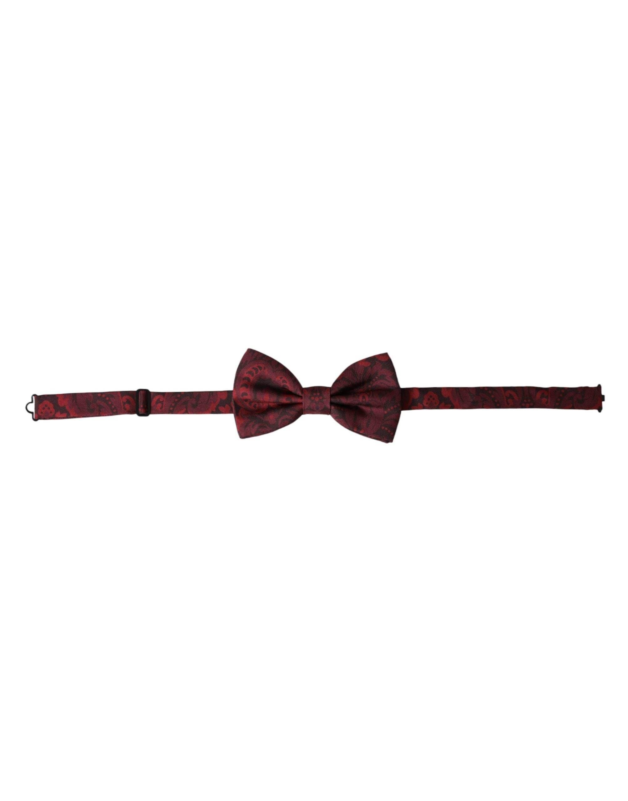 Dolce & Gabbana Red Silk Floral Adjustable Neck Men Bow Tie - Hilstor