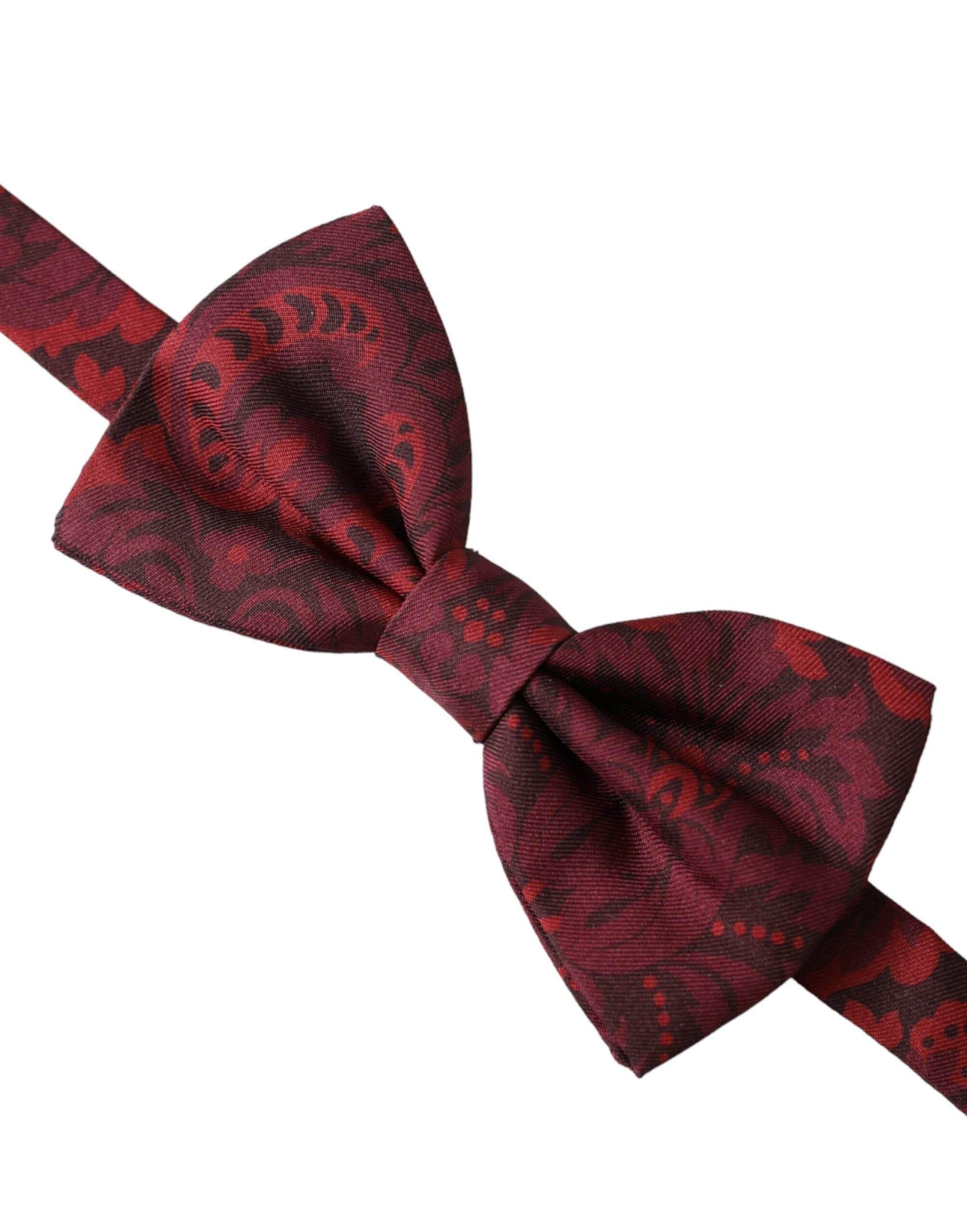 Dolce & Gabbana Red Silk Floral Adjustable Neck Men Bow Tie - Hilstor