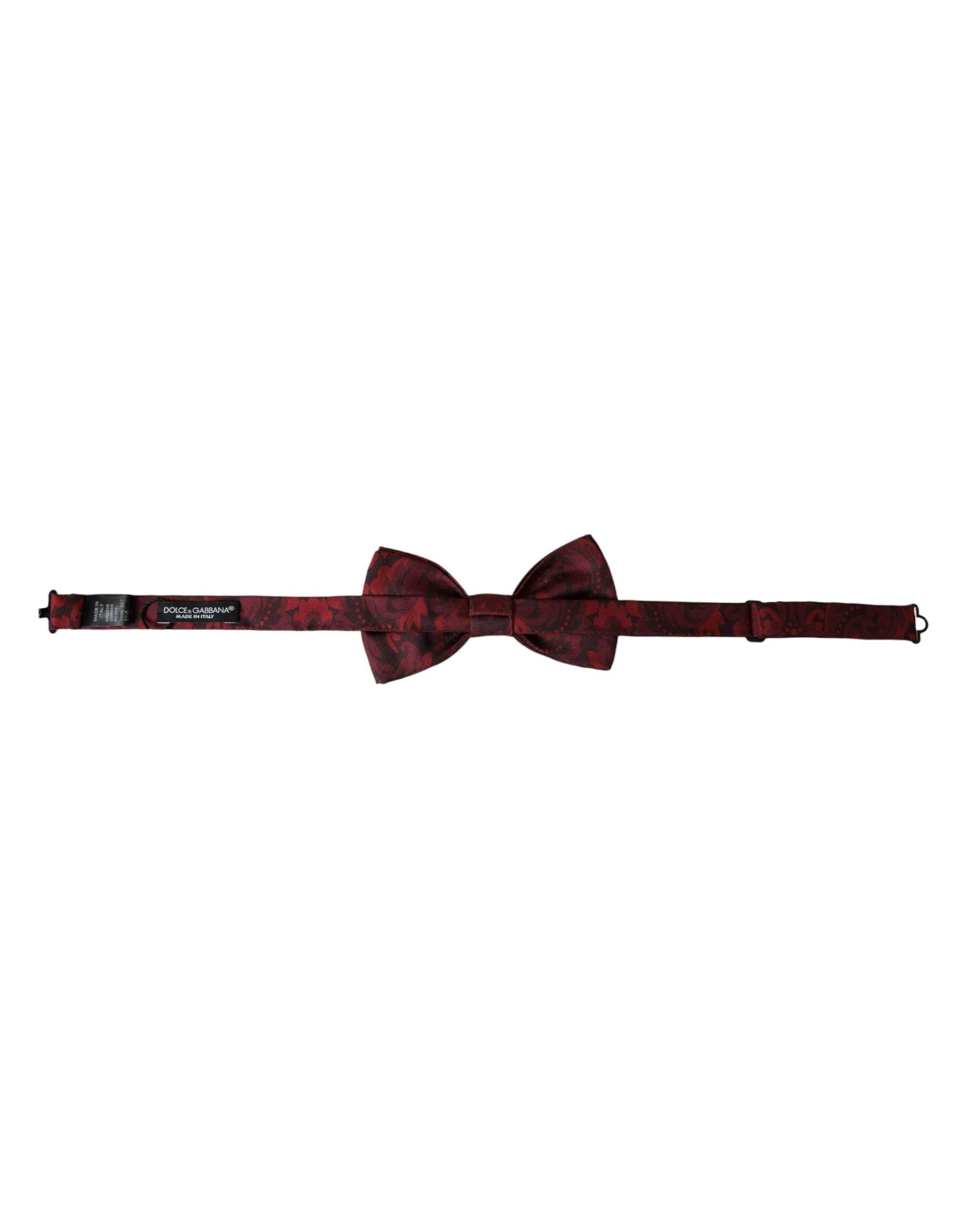 Dolce & Gabbana Red Silk Floral Adjustable Neck Men Bow Tie - Hilstor