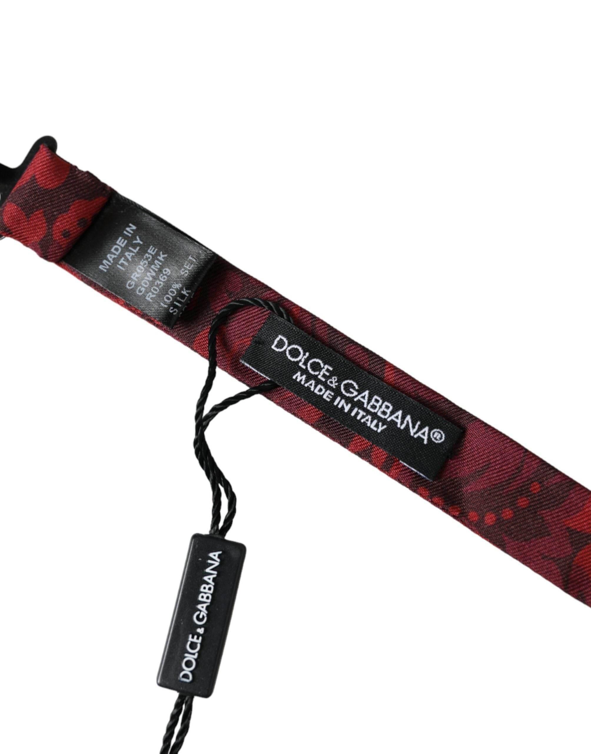 Dolce & Gabbana Red Silk Floral Adjustable Neck Men Bow Tie - Hilstor