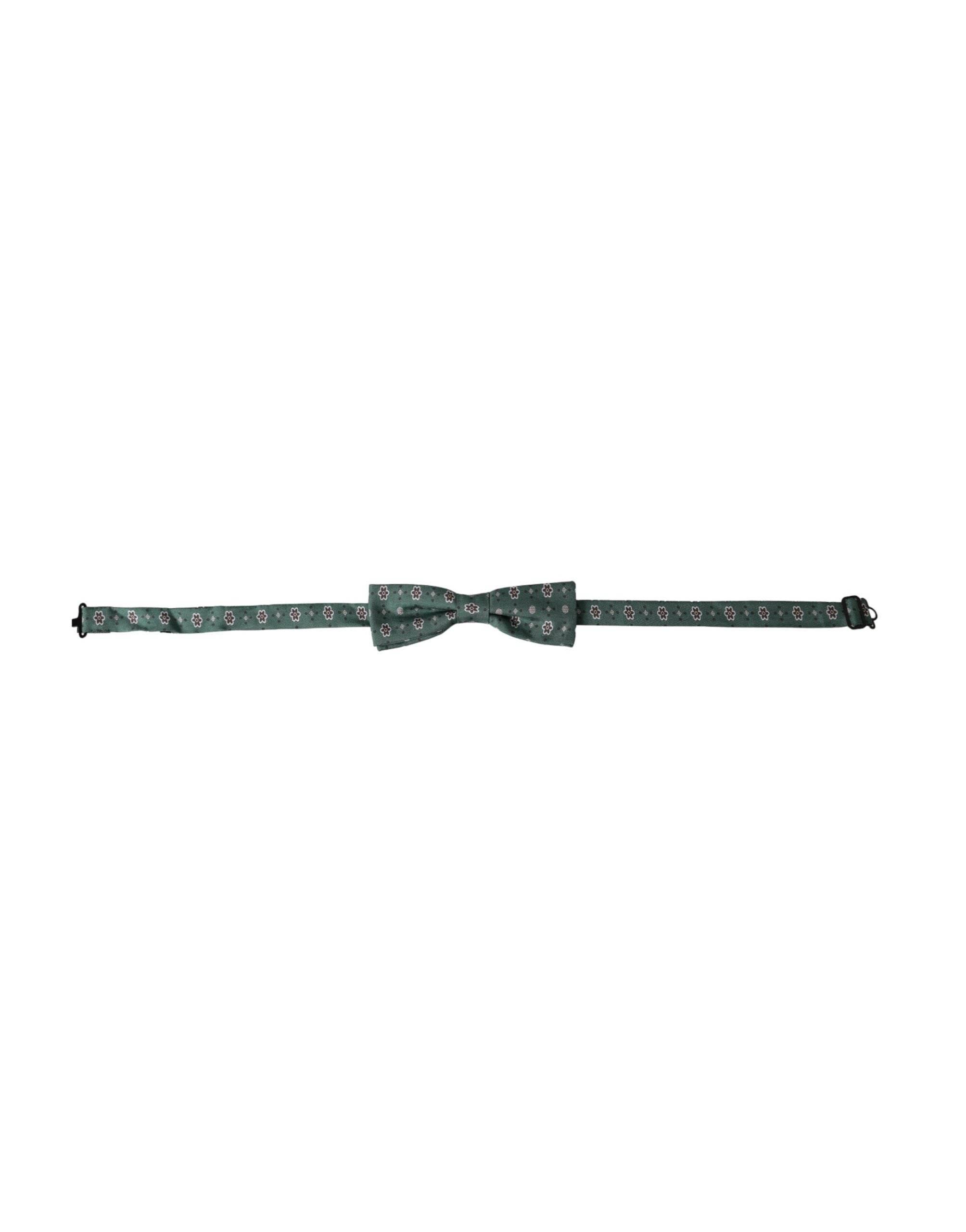 Dolce & Gabbana Mint Green Floral Adjustable Neck Men Bow Tie - Hilstor