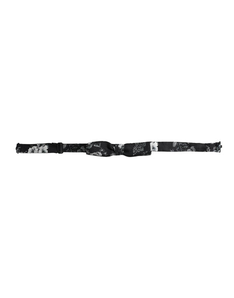 Dolce & Gabbana Black Floral Silk Adjustable Neck Men Bow Tie - Hilstor