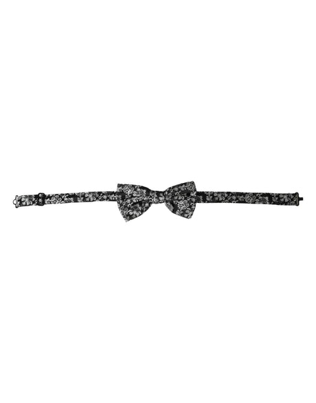 Dolce & Gabbana Black Floral Silk Adjustable Neck Men Bow Tie - Hilstor